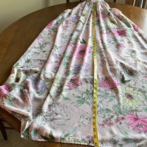 H&M pink floral maxi dress size 2 sleeveless high neck lightweight button back - Picture 8 of 14